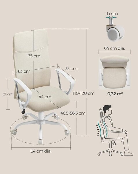 SONGMICS irodai szék, ergonomikus szék cappuccino bézs színben