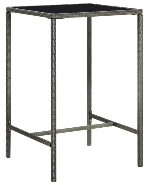 Szürke polyrattan és üveg kerti bárasztal 70 x 70 x 110 cm