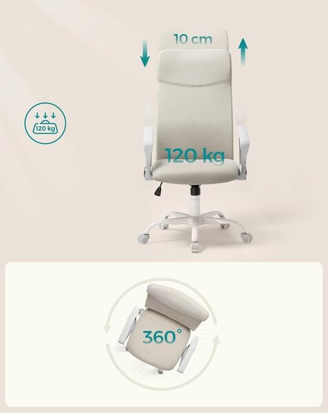 SONGMICS irodai szék, ergonomikus szék cappuccino bézs színben