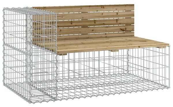 Tömör impregnált fenyőfa kerti pad gabion kosárral