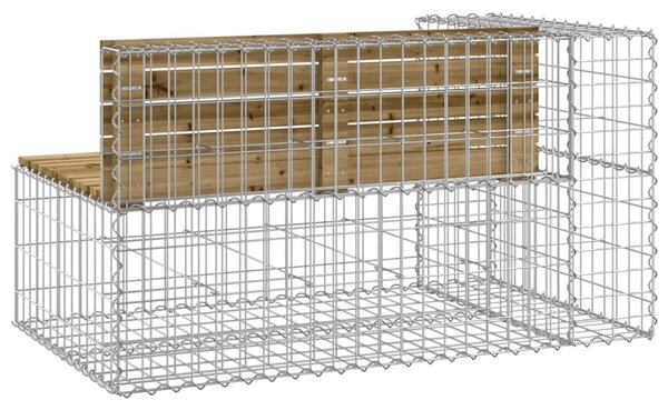 Tömör impregnált fenyőfa gabion kerti pad 122x71x65,5 cm