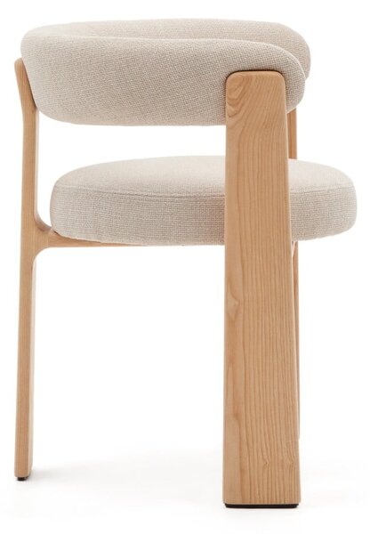 Bézs-natúr színű kőrisfa karfás étkezőfotel Granite – Kave Home