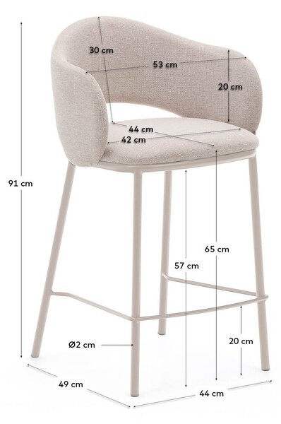 Krémszínű bárszék (ülésmagasság 65 cm) Maina – Kave Home