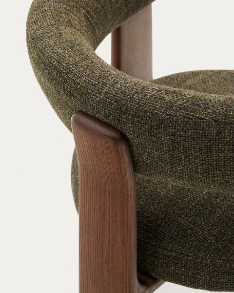 Khaki-barna kőrisfa karfás étkezőfotel Granite – Kave Home