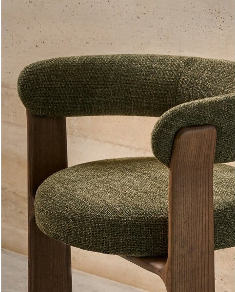 Khaki-barna kőrisfa karfás étkezőfotel Granite – Kave Home