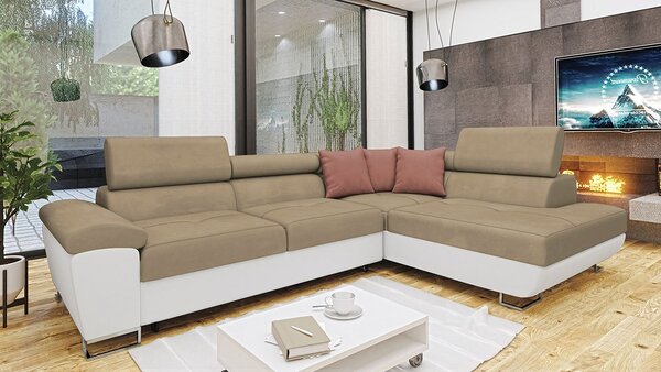 Sarokkanapé Alphard (J) (öko-bőr Soft 017 + Uttario Velvet 2979 + Uttario Velvet 2955)