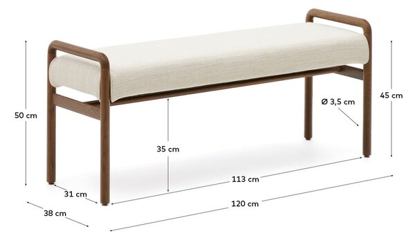 Krémszínű-natúr színű zsenília pad Macaret – Kave Home