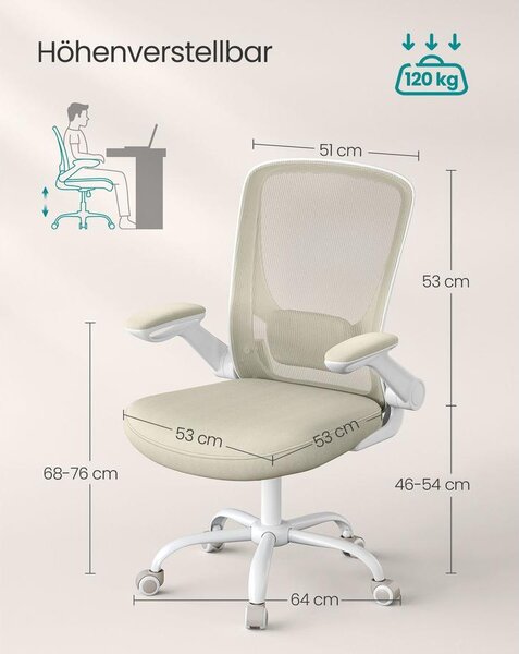 SONGMICS Ergonomikus irodai szék zabpehely-bézs színben