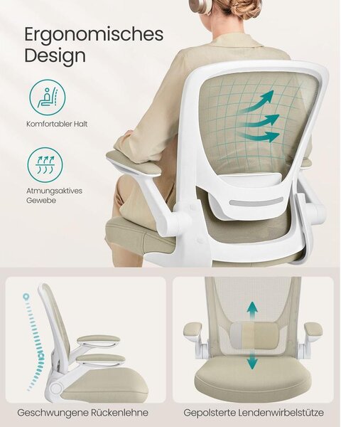 SONGMICS Ergonomikus irodai szék zabpehely-bézs színben