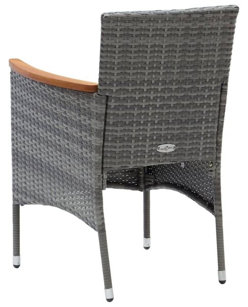 3 részes szürke polyrattan kerti étkezőgarnitúra párnákkal