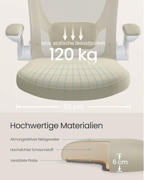 SONGMICS Ergonomikus irodai szék zabpehely-bézs színben