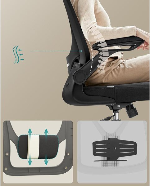 SONGMICS ergonomikus irodai szék, forgószék hálós háttámlával, fekete színben