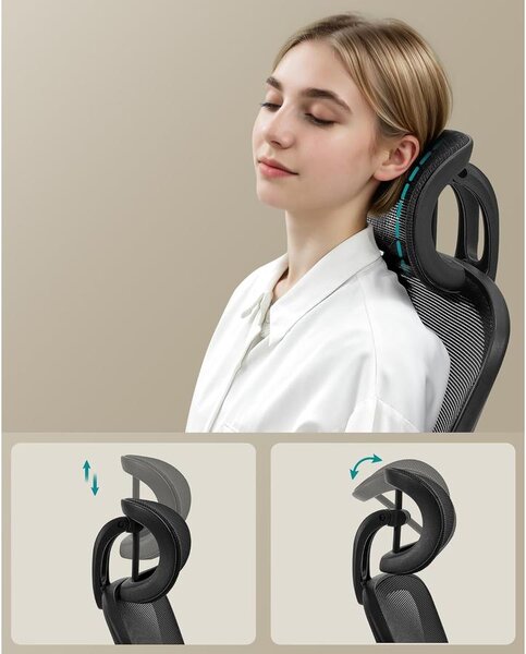 SONGMICS ergonomikus irodai szék, forgószék hálós háttámlával, fekete színben