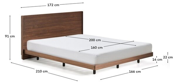 Barna nyírfa franciaágy ágyráccsal 160x200 cm Norlen – Kave Home