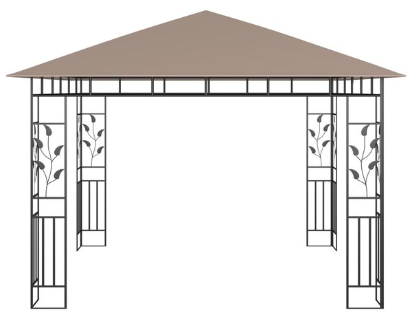Tópszínű pavilon szúnyoghálóval/LED fényfüzérrel 3 x 3 x 2,73 m