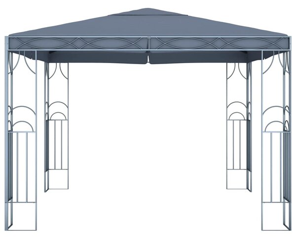 Antracitszürke pavilon LED fényfüzérrel 300 x 300 cm