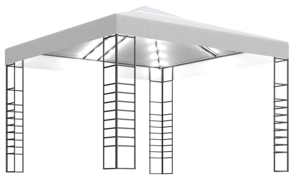 Fehér kerti pavilon LED fényfüzérrel 3 x 3 m