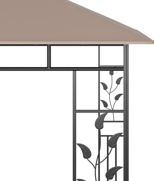 Tópszínű pavilon szúnyoghálóval/LED fényfüzérrel 3 x 3 x 2,73 m
