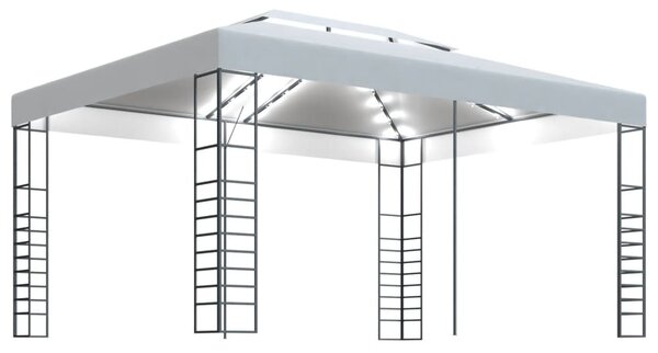 Fehér pavilon LED fényfüzérrel 4 x 3 x 2,7 m