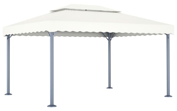 Krémszínű alumíniumpavilon LED fényfüzérrel 400 x 300 cm