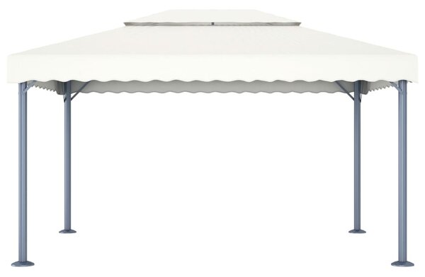 Krémszínű alumíniumpavilon LED fényfüzérrel 400 x 300 cm