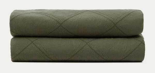 Zöld pamut steppelt ágytakaró 240x260 cm Serla – Kave Home
