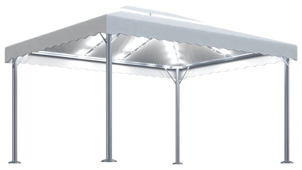 Krémszínű alumíniumpavilon LED fényfüzérrel 400 x 300 cm