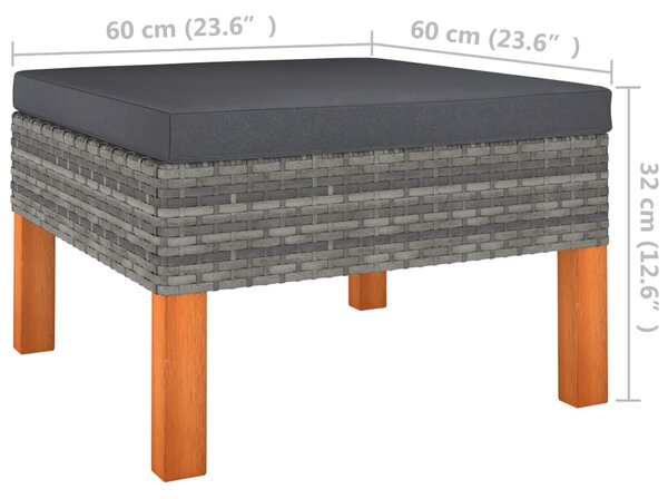 Polyrattan és tömör eukaliptuszfa lábzsámoly