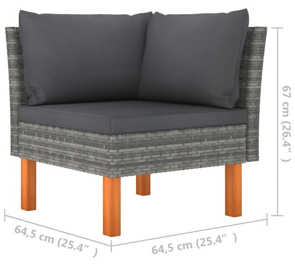 3 részes polyrattan és tömör eukaliptuszfa kerti ülőgarnitúra