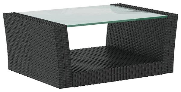 8 részes fekete polyrattan kerti társalgószett párnákkal