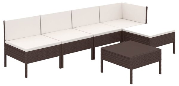 6 részes barna polyrattan kerti bútorszett párnákkal