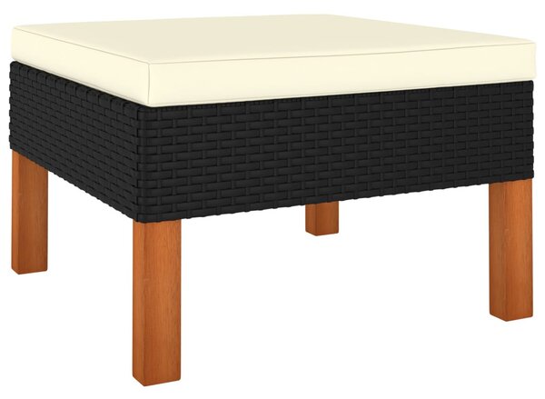 Polyrattan és tömör eukaliptuszfa lábzsámoly