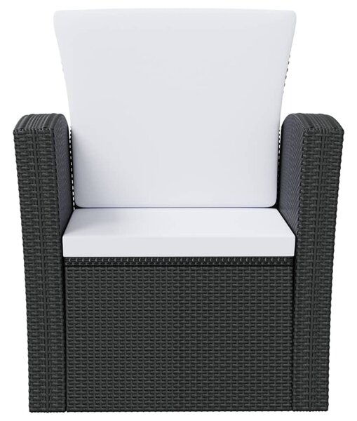 8 részes fekete polyrattan kerti társalgószett párnákkal