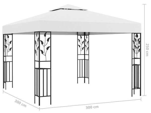 Fehér pavilon LED fényfüzérrel 3 x 3 m