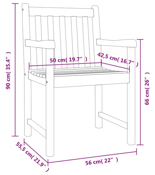 VidaXL 8 db tömör akácfa kerti szék 56 x 55,5 x 90 cm