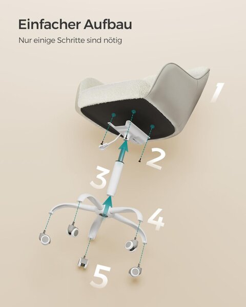 SONGMICS OBG019W01 Ergonomikus Forgószék Sherpa Szövettel Krémfehér