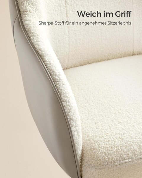 SONGMICS OBG019W01 Ergonomikus Forgószék Sherpa Szövettel Krémfehér