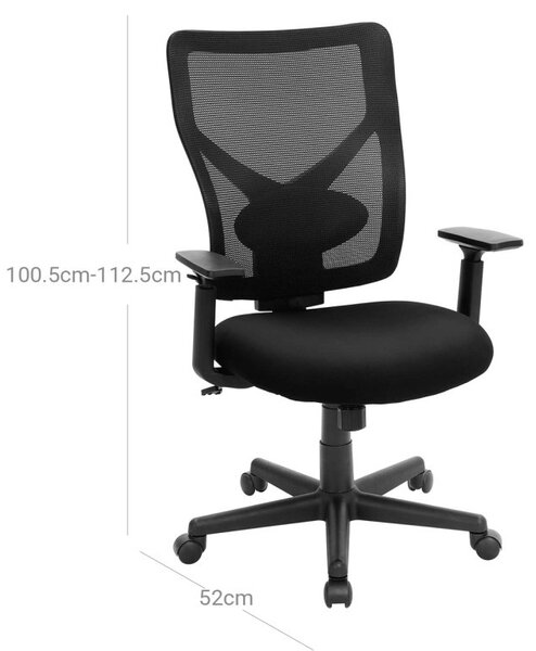 SONGMICS Ergonomikus Hálós Irodai Szék Állítható Deréktámasszal Fekete