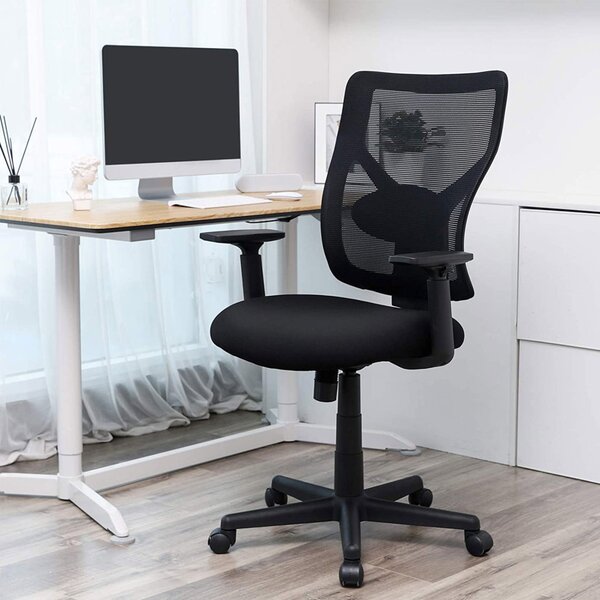 SONGMICS Ergonomikus Hálós Irodai Szék Állítható Deréktámasszal Fekete