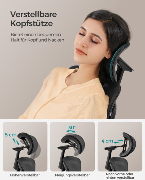 SONGMICS Premium Ergonomikus Irodai Szék Állítható Háttámlával Fekete