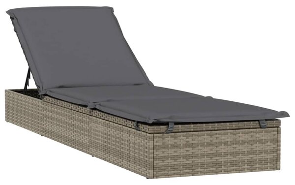 Szürke polyrattan napágy kerek tetővel 211 x 57 x 140 cm