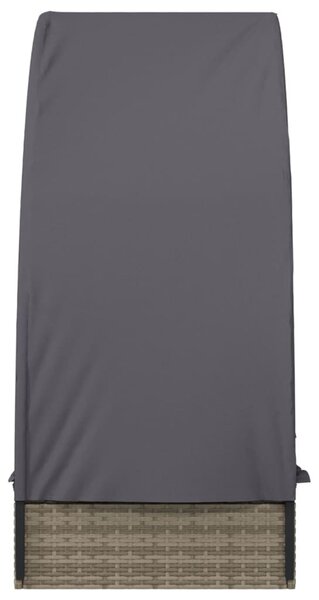 Szürke polyrattan napágy kerek tetővel 211 x 57 x 140 cm