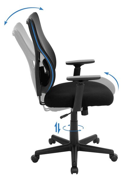 SONGMICS Ergonomikus Hálós Irodai Szék Állítható Deréktámasszal Fekete