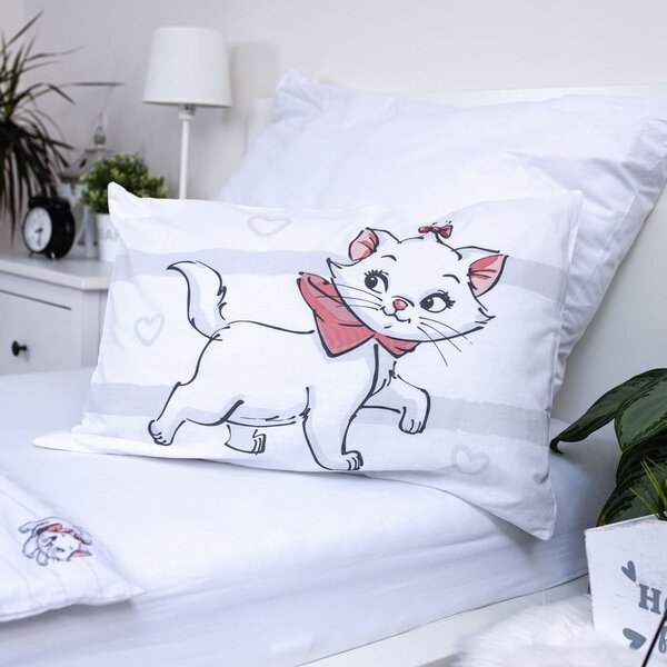 Fehér pamut gyerek ágyneműhuzat babaágyhoz 100x135 cm Marie Cat "Bow" – Jerry Fabrics