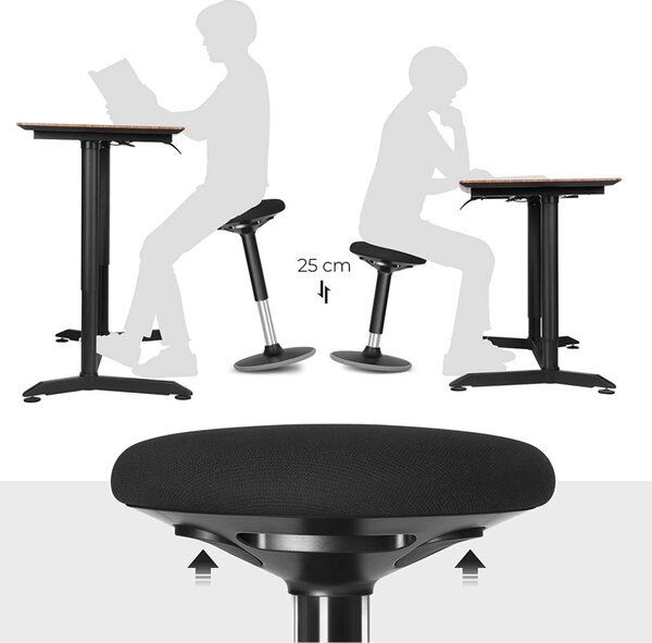 SONGMICS Ergonomikus Állítható Magasságú Billenő Szék Fekete