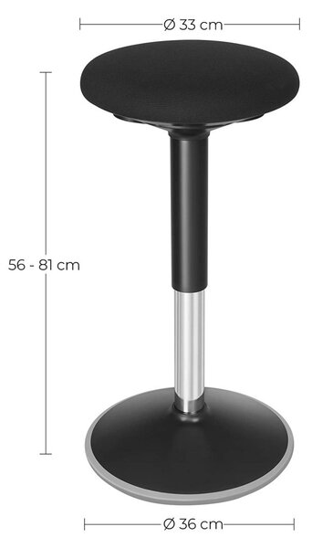 SONGMICS Ergonomikus Állítható Magasságú Billenő Szék Fekete