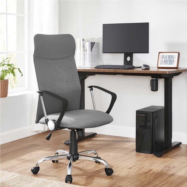 SONGMICS Ergonomikus Irodai Szék Szürke Szövet Párnázott Üléssel