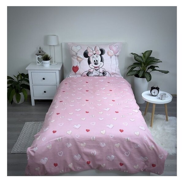 Rózsaszín egyszemélyes pamut gyerek ágyneműhuzat 140x200 cm Minnie "Balloon" – Jerry Fabrics