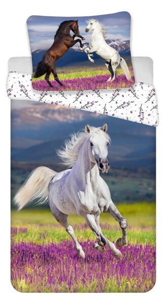 Egyszemélyes pamut gyerek ágyneműhuzat 140x200 cm Horse "Meadow" – Jerry Fabrics