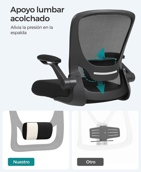 SONGMICS Ergonomikus Irodai Szék Hálós Háttámlával Fekete